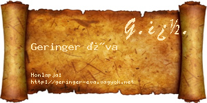 Geringer Éva névjegykártya